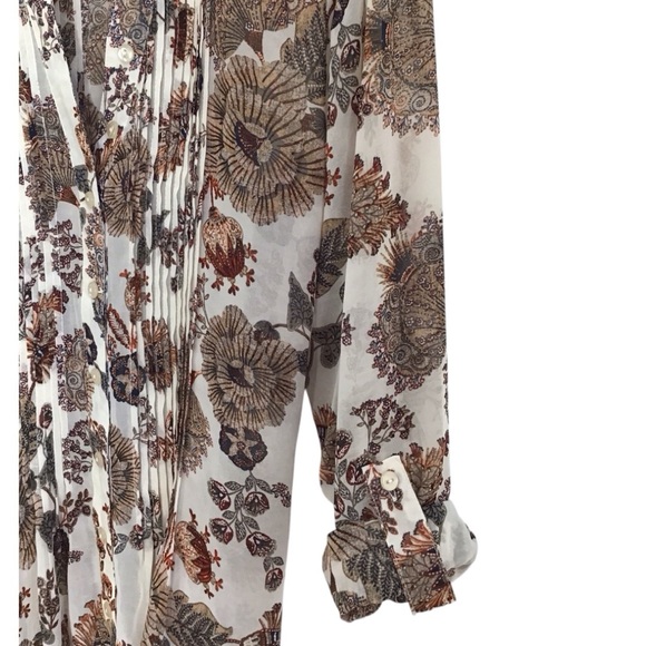 Style & Company Batik Dreams Long Sleeve Button Down Floral Blouse NEW - Picture 5 of 8